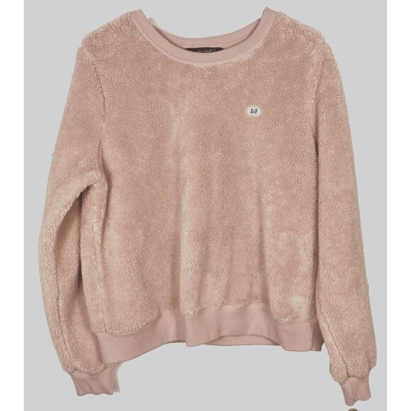 Abercrombie & Fitch Tops - Abercrombie & Fitch Womens Faux Fur Pink Sweatshirt Size Large